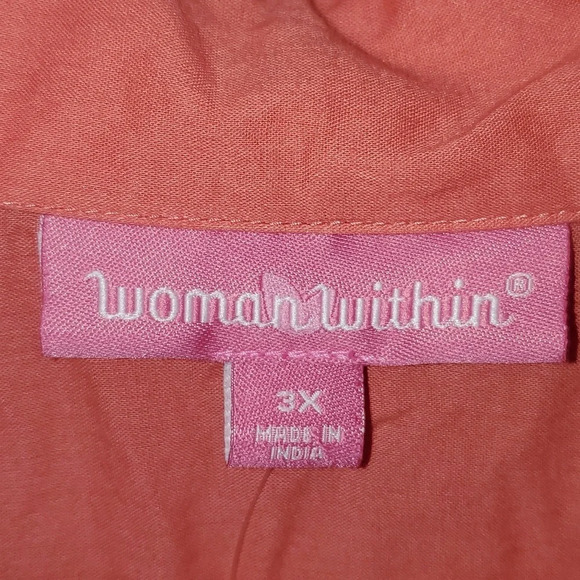 Woman Within Coral Crochet V Neck Shirt Size 3x NWOT - Picture 3 of 10